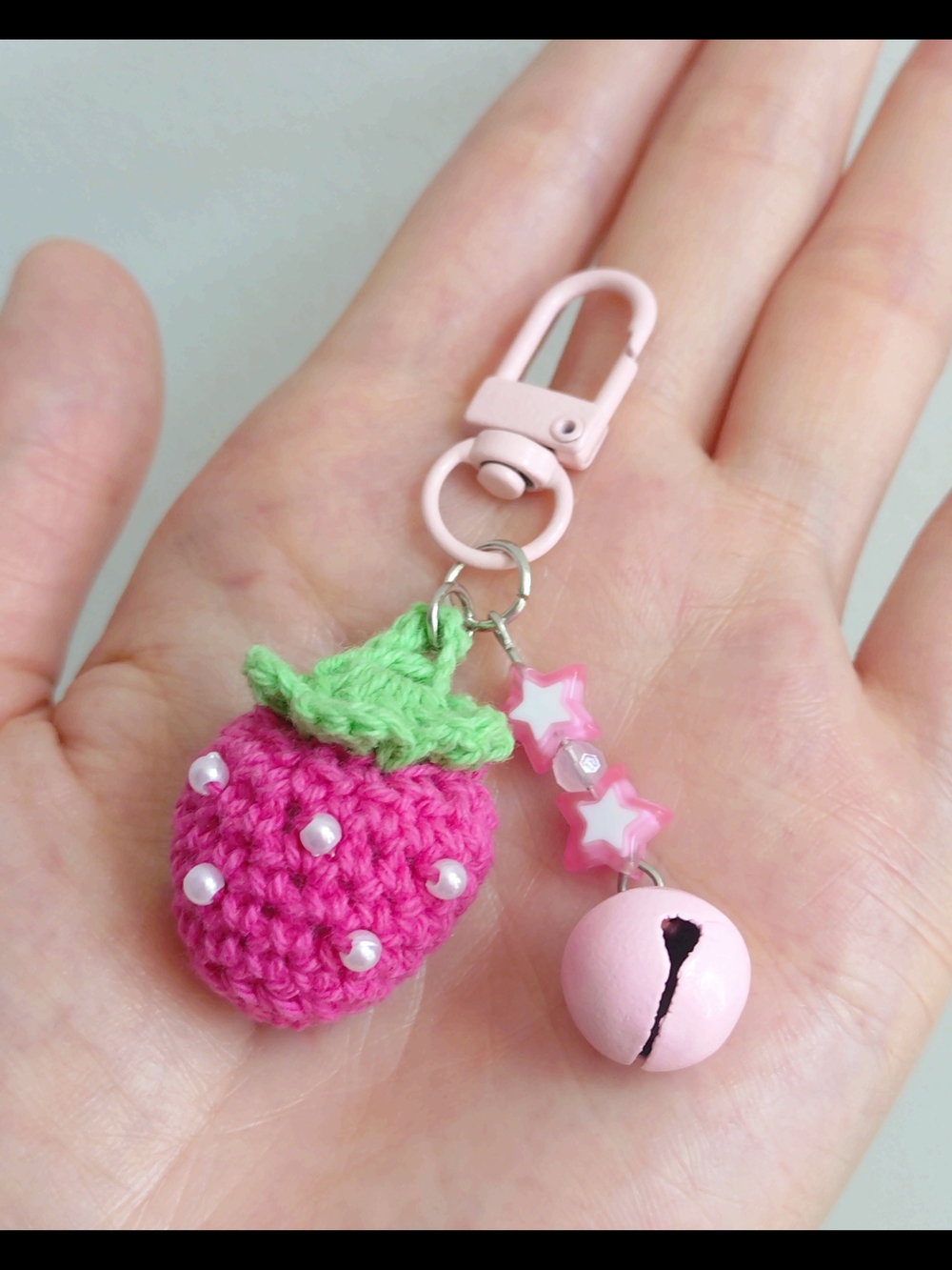 ✨FREE ADD ON✨ Pink Strawberry Keychain with Bell Charm